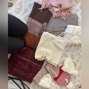 Bundled scarves and beanies